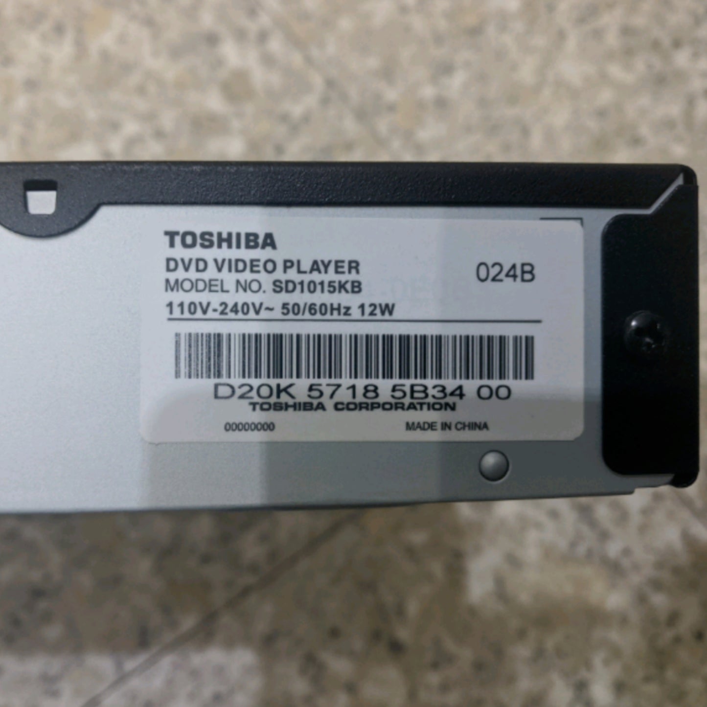 TOSHIBA SD1015KB High Quality DVD Player - Foreign Used
