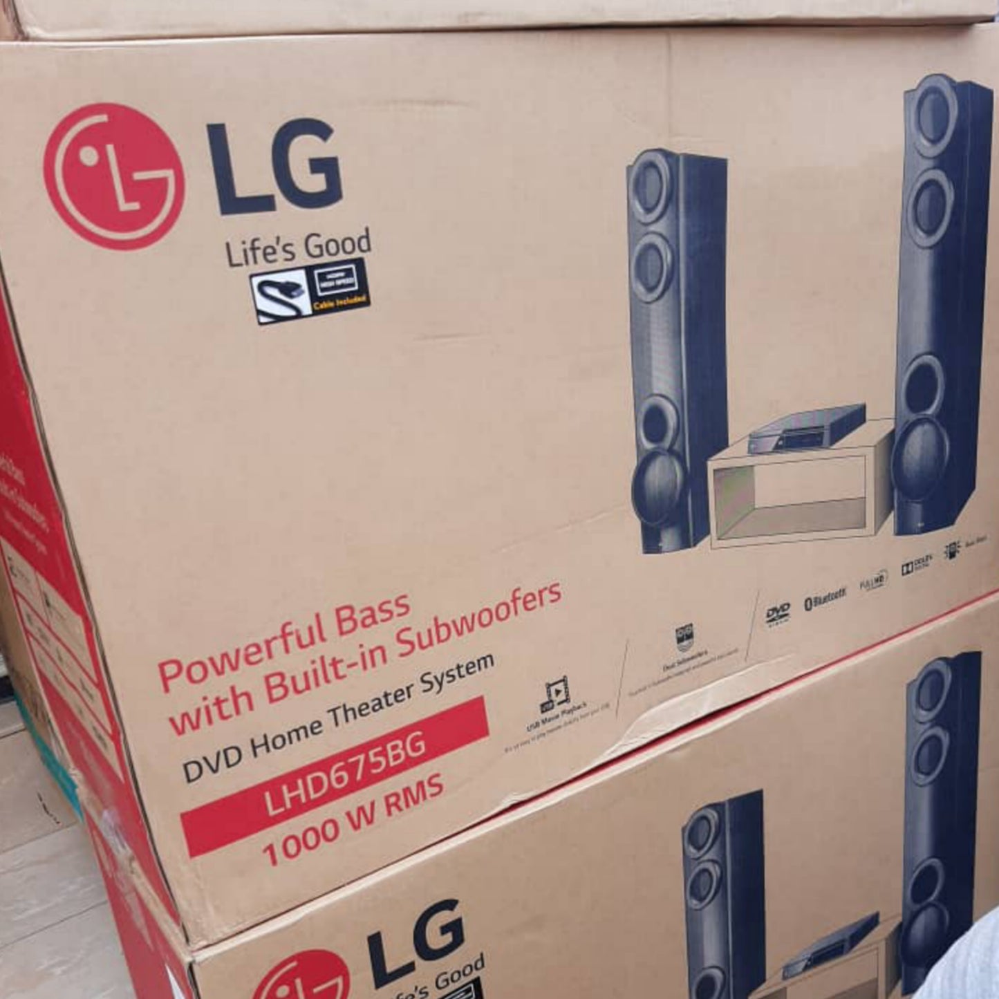 DVD Home Theater + Powerful Bass with Dual Built-in Subwoofers 1000W LHD675BG