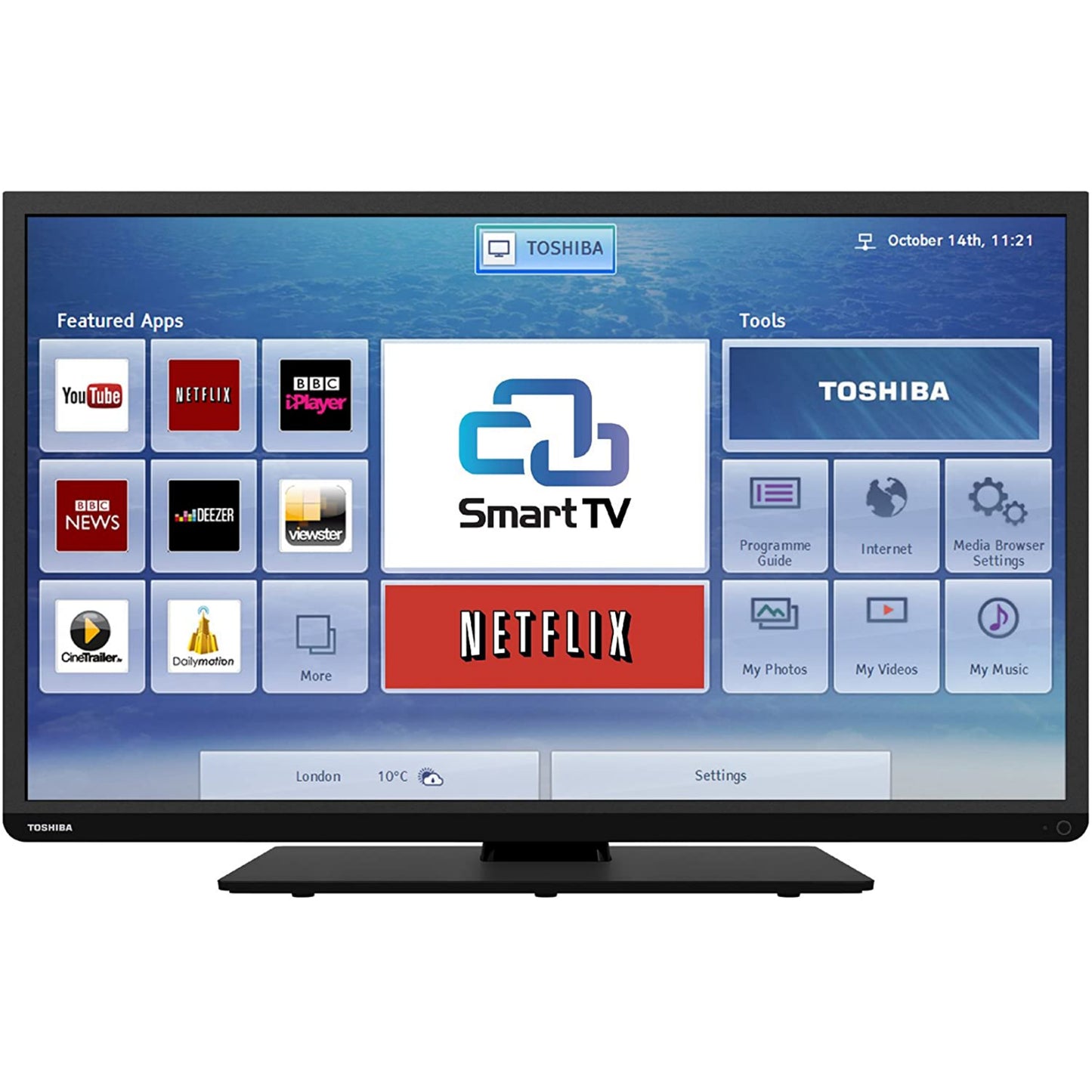 TOSHIBA 40 Inch Smart Full HD LED TV (WiFi, Screen Mirroring, Netflix, YouTube) - London Used