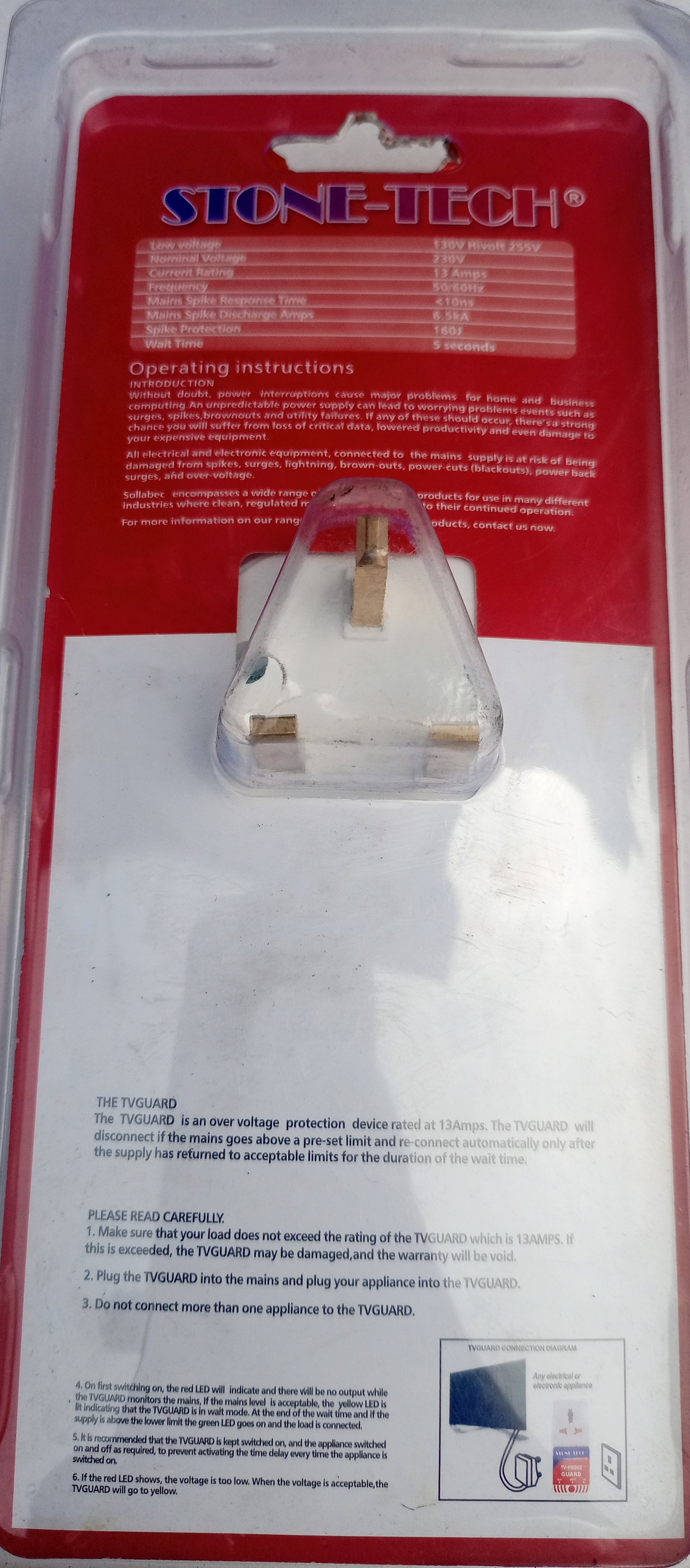 STONETECH 13AMPS TV-FRIDGE Guard (Surge Protector) - Brand New