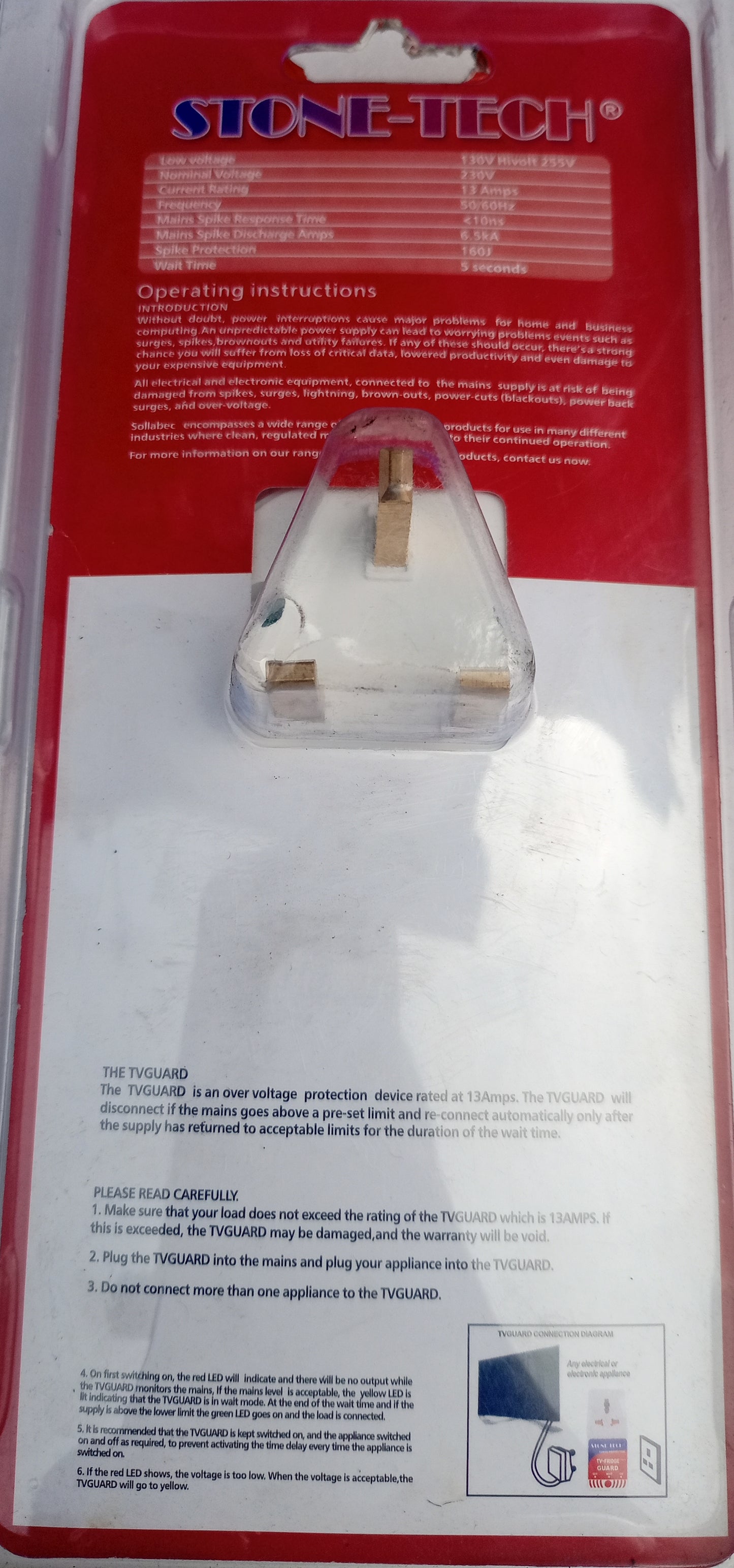 STONETECH 13AMPS TV-FRIDGE Guard (Surge Protector) - Brand New