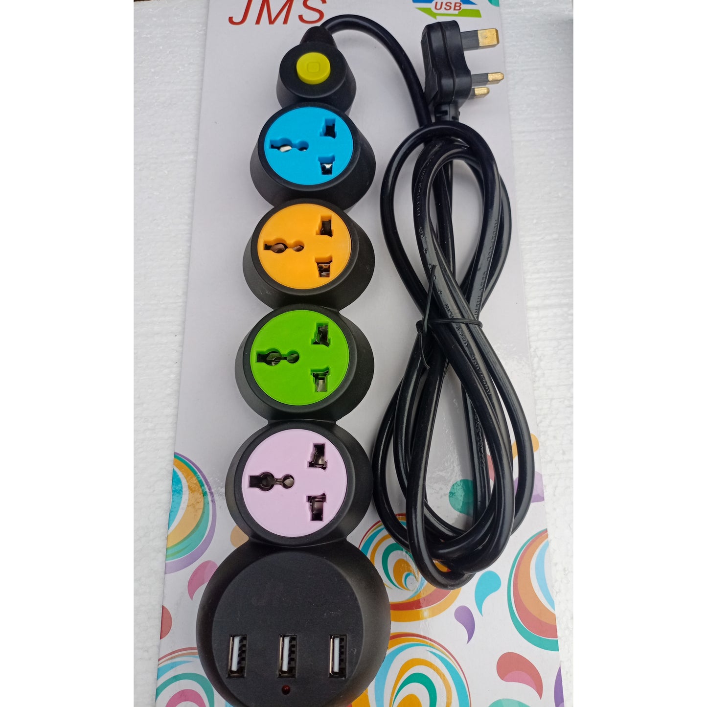 Extension JMS avec 4 prises et 3 emplacements USB (prise britannique) - Tout neuf