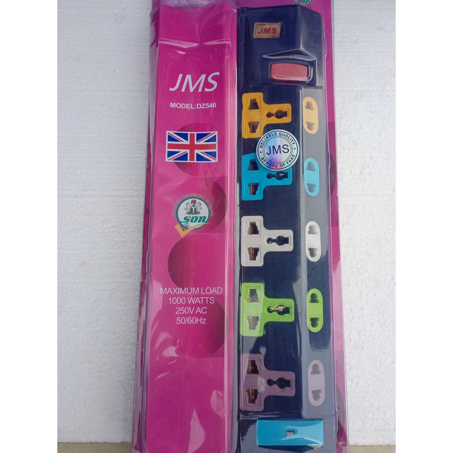 JMS DZ546 Extension UK Plug with 5 Sockets - Brand New