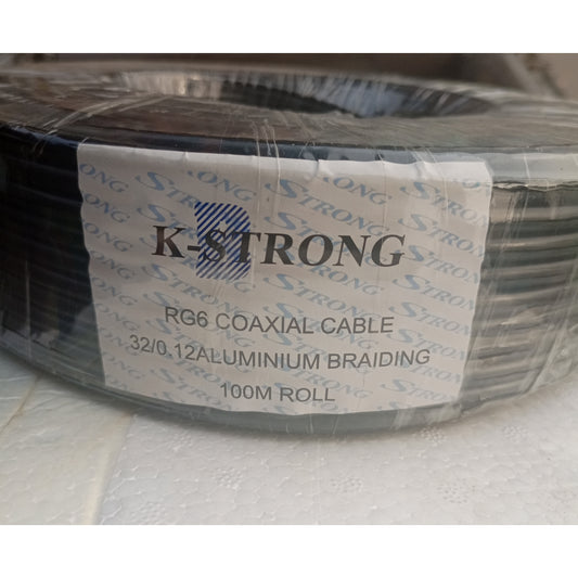 CÂBLE COAXIAL K-STRONG RG6 100 yards + tressage en aluminium 32/0,12