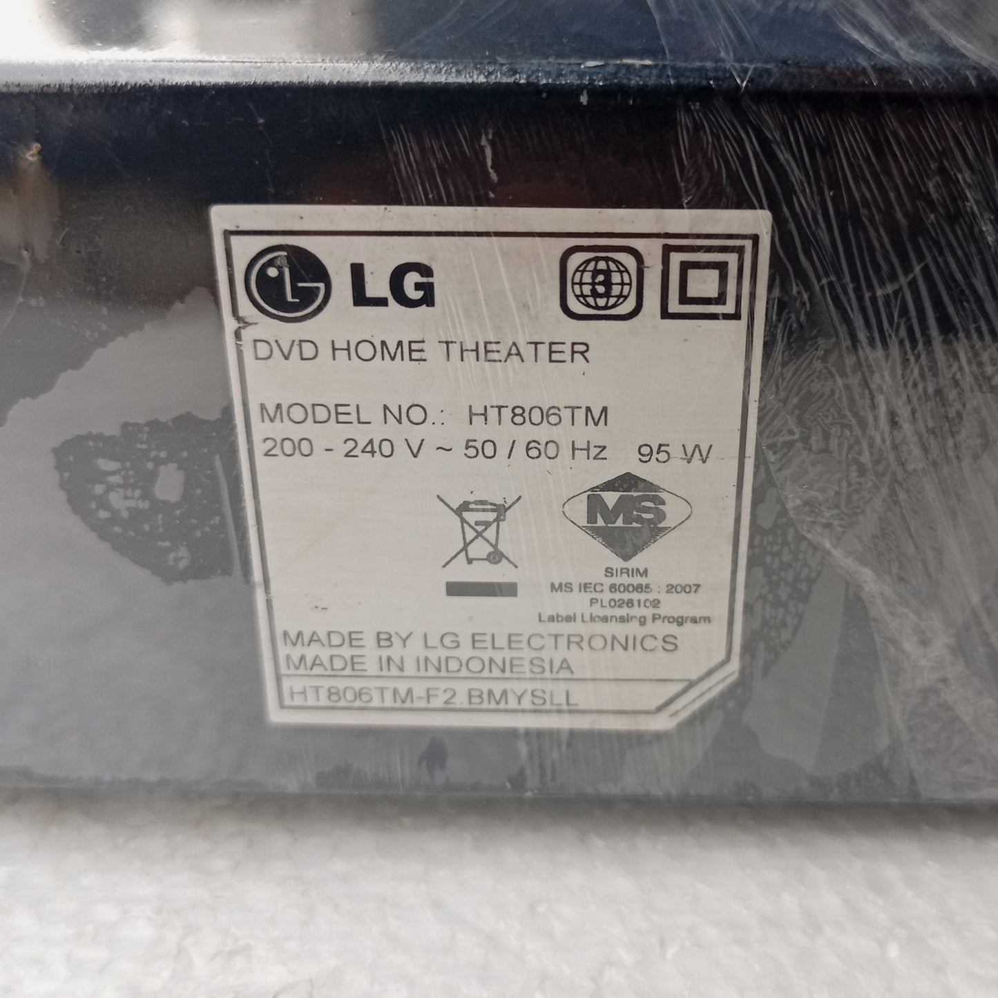 LG HT806 850Watts DVD Home Theater Machine Head - Model number Sticker