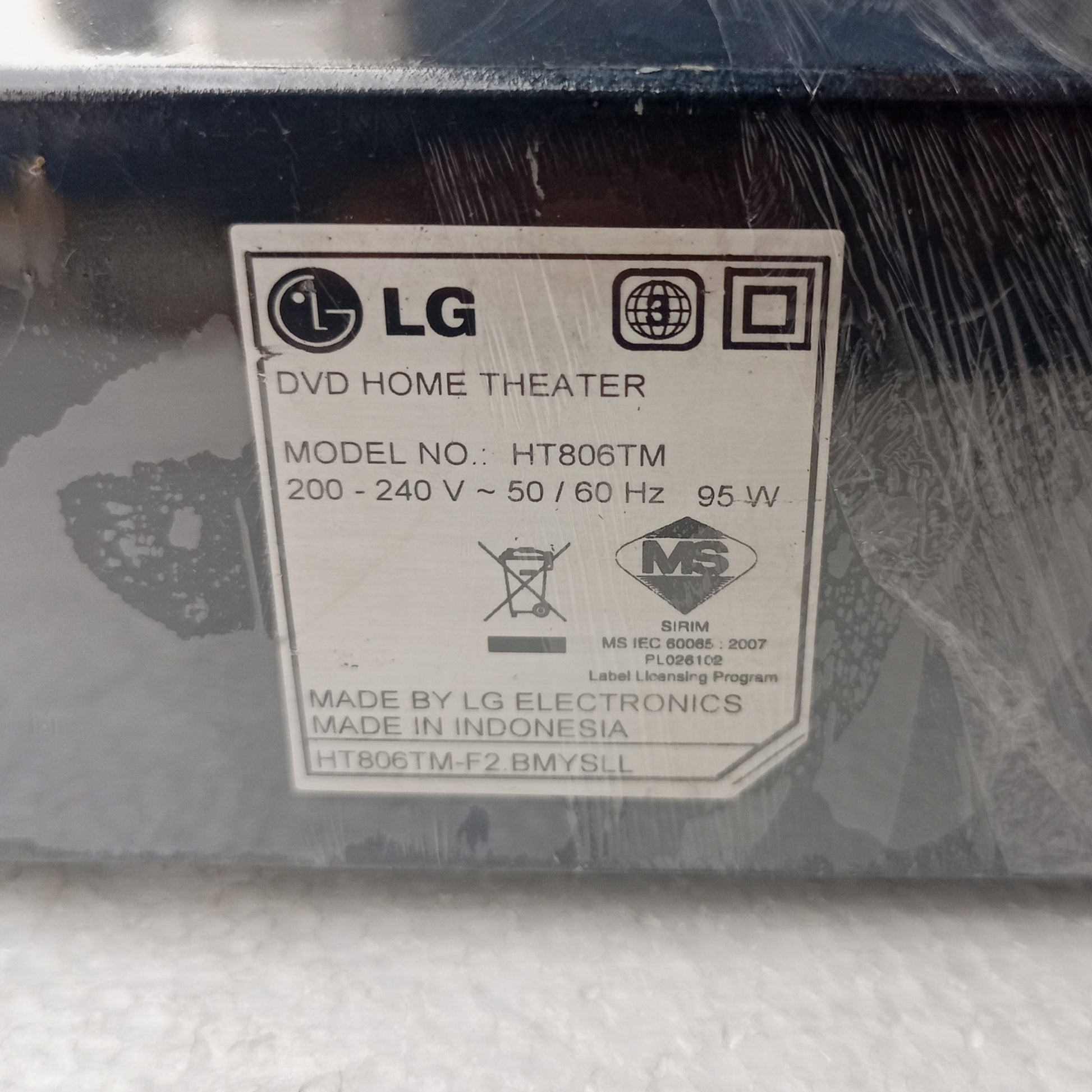 LG HT806 850Watts DVD Home Theater Machine Head - Model number Sticker