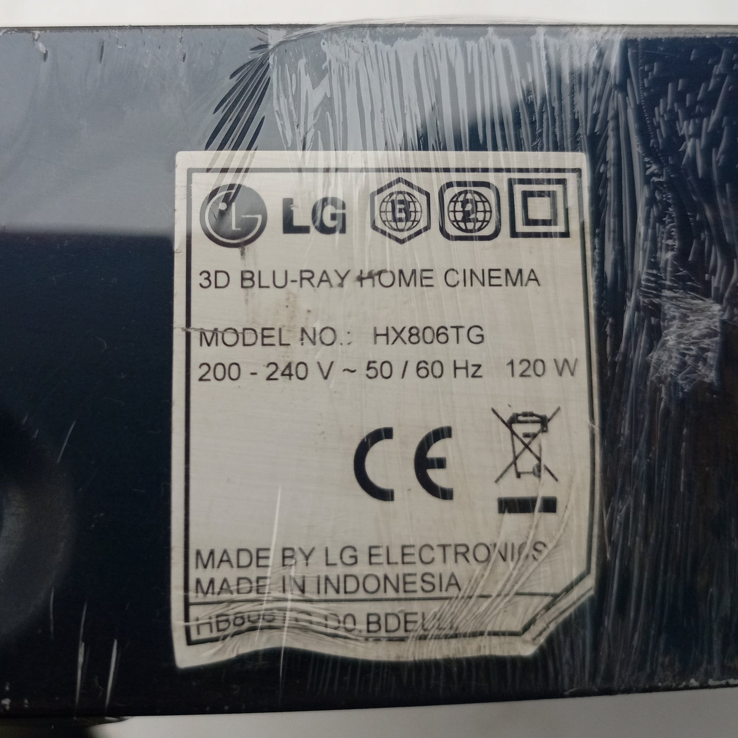 LG HX806TG 3D Blu-ray 850 Watts DVD Home Theater Machine Head - Model number sticker