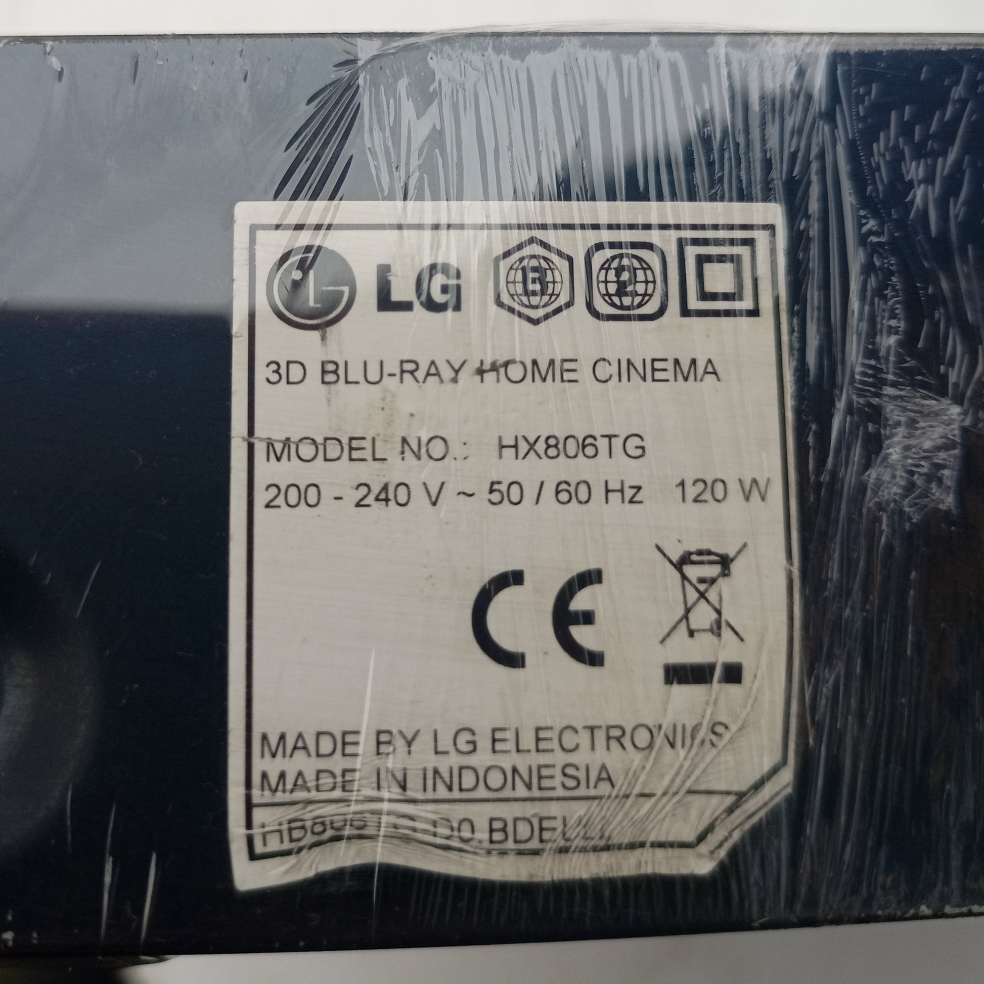 LG HX806TG 3D Blu-ray 850 Watts DVD Home Theater Machine Head - Model number sticker