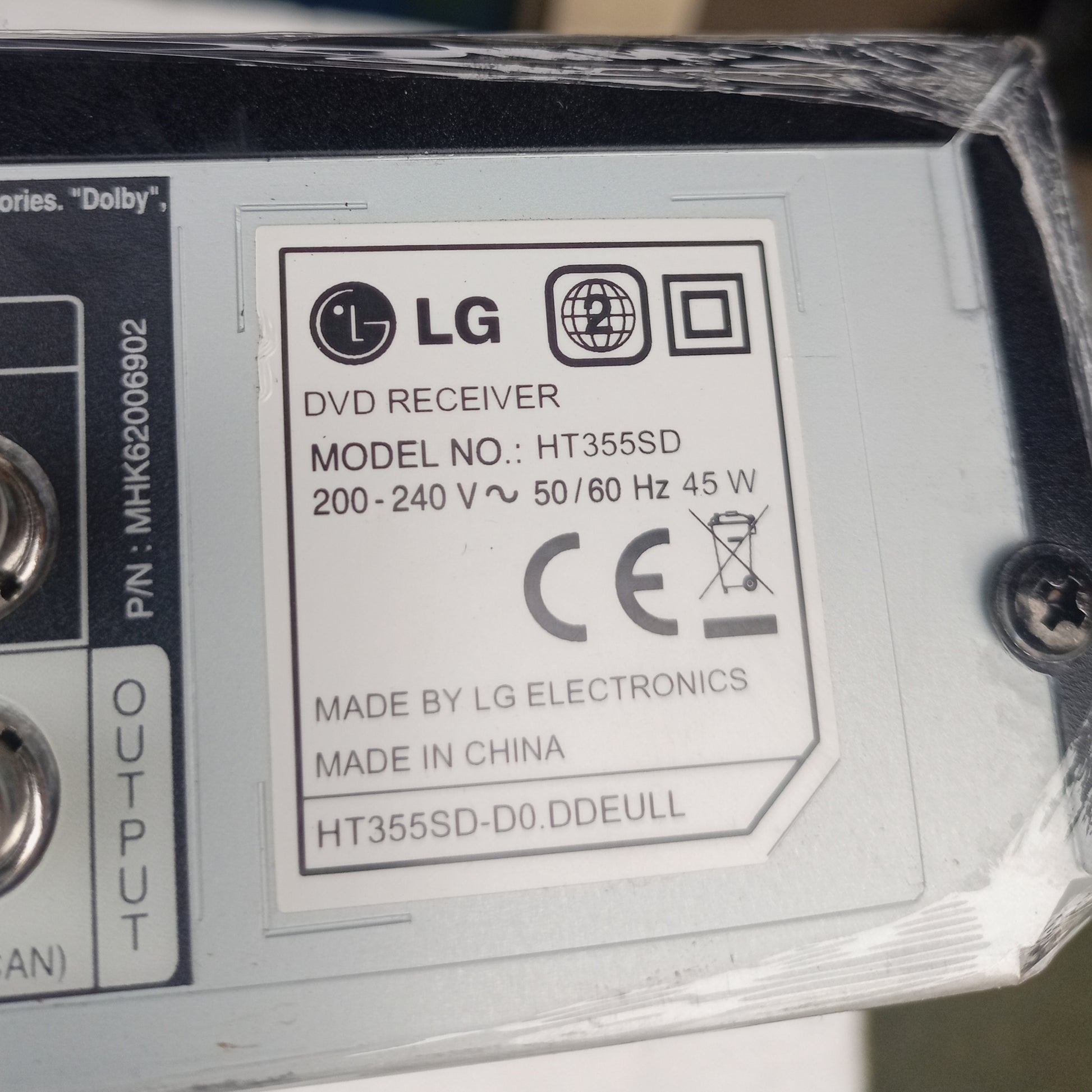 LG HT355SD 300Watts DVD Home Theater Machine Head - Model number sticker
