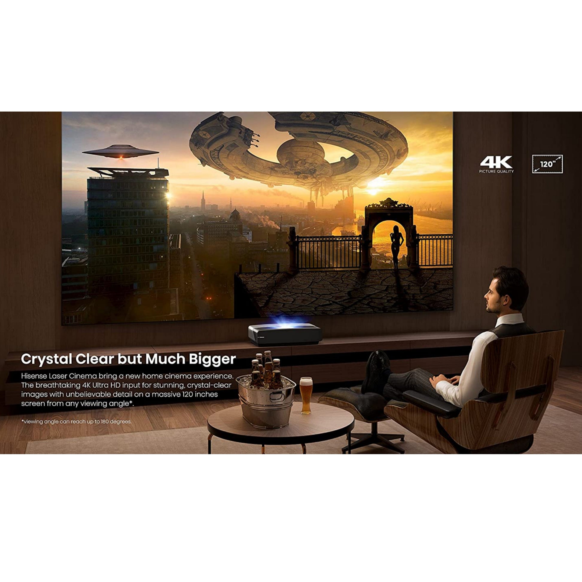 Hisense 120 inch 4K UHD Laser TV + Built-in Bluetooth, WiFi, Alexa, Google Assistant - Brand New