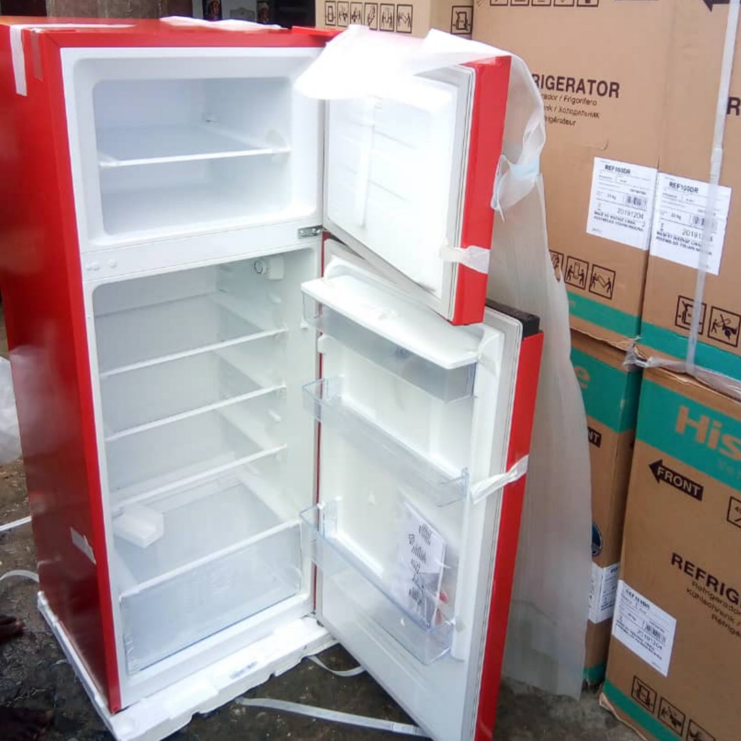 Hisense REF 205DRB 204L Red Double Door Top-Freezer Refrigerator + Dispenser - Brand New