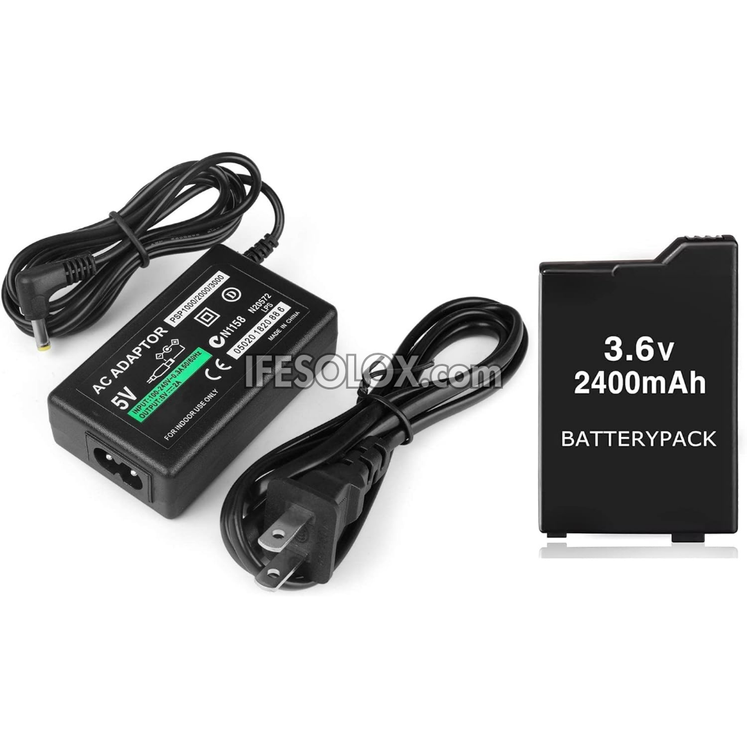 AC Adapter Power Charger and PSP Battery for Sony PSP 2000 and PSP 