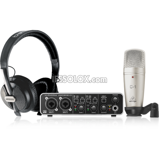 Behringer U-PHORIA STUDIO PRO Recording Bundle with Audio Interface, Microphone, Cables & Headphones - Brand New