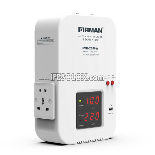 FIRMAN FVR-2000W 2000Watts Wall-Mounted Automatic Voltage Stabilizer with USB - Brand New