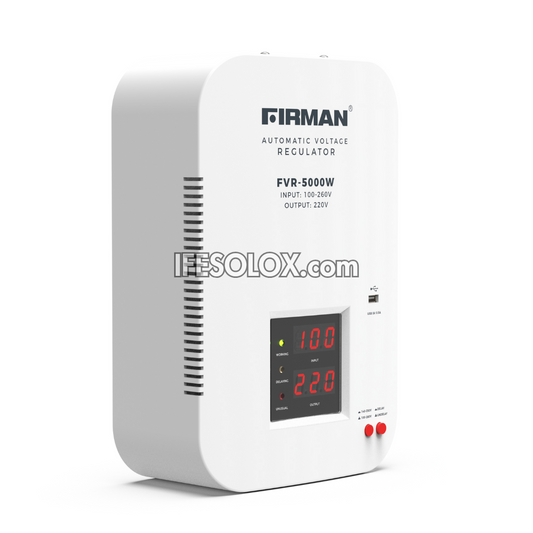 FIRMAN FVR-5000W 5000Watts Wall-Mounted Automatic Voltage Stabilizer with USB - Brand New