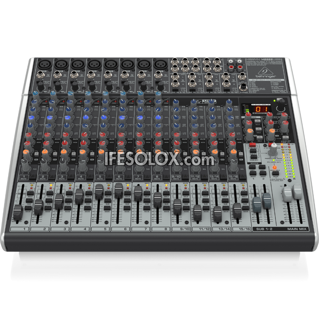 Behringer XENYX X2222USB Premium 22-Input 2-Bus Mixer with XENYX Mic Preamps, Multi-FX Processor and USB Audio Interface - Brand New