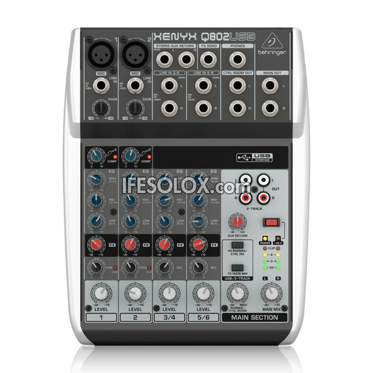 Behringer XENYX 802USB 8-Input Mixer with XENYX Mic Preamps, British EQ and USB Interface - Brand New