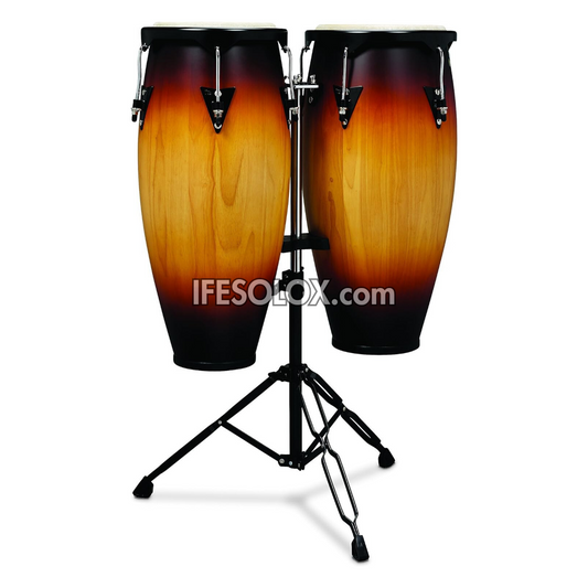 Premium 28-inch Conga Drum Set with Sunburst Satin Finish and a Height Adjustable Tripod Stand - Brand New