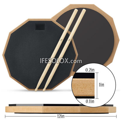 Premium 12-inch Snare Drum Double-Sided Silent Practice Pad with Sticks and Bag - Brand New 