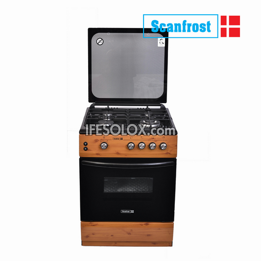 ScanFrost CK6402NG 60x60 Premium Oven Gas Cooker with 4 Gas Burners (Wood) - Brand New