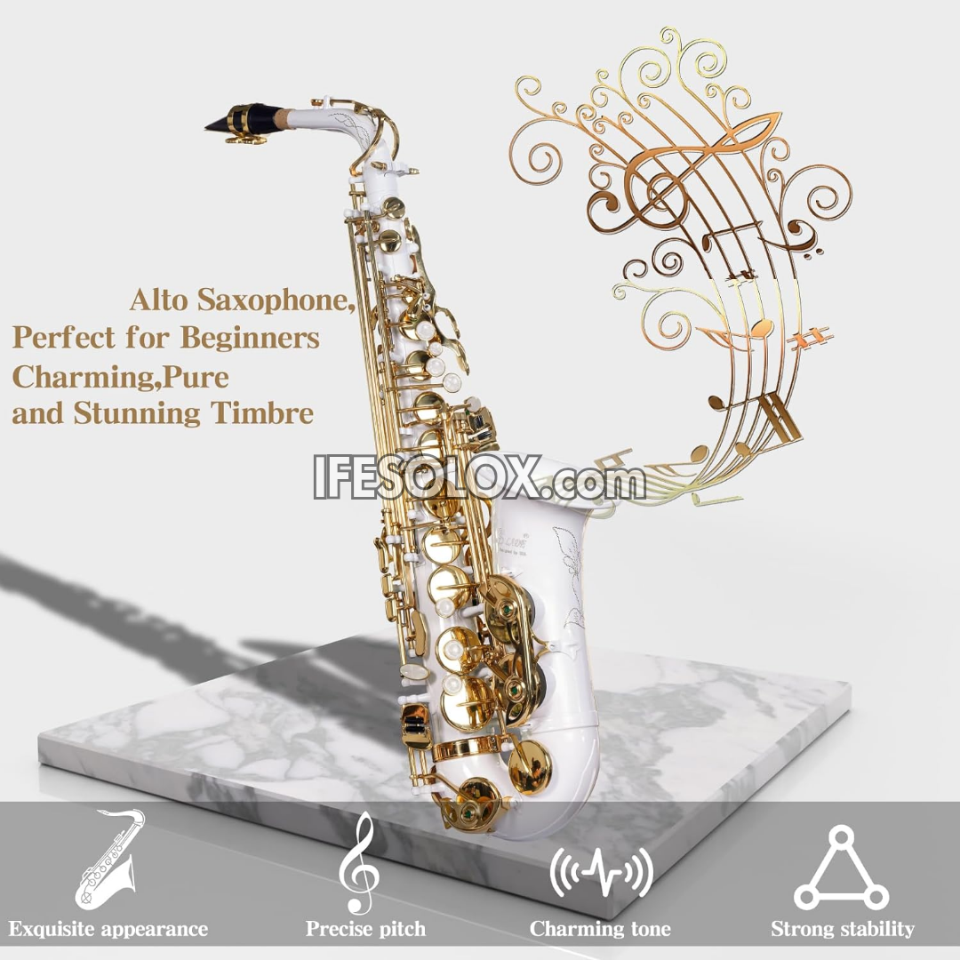 White Gold Alto Saxophone for Beginners, Professionals and Concerts - Brand New