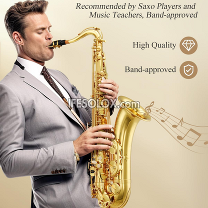 Golden Tenor Saxophone for Students, Professionals and Concerts - Brand New