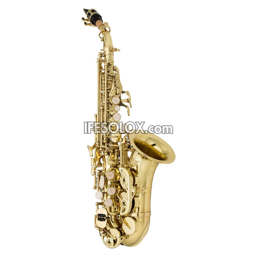 Golden Curved Soprano Saxophone for Beginners, Professionals and Concerts - Brand New