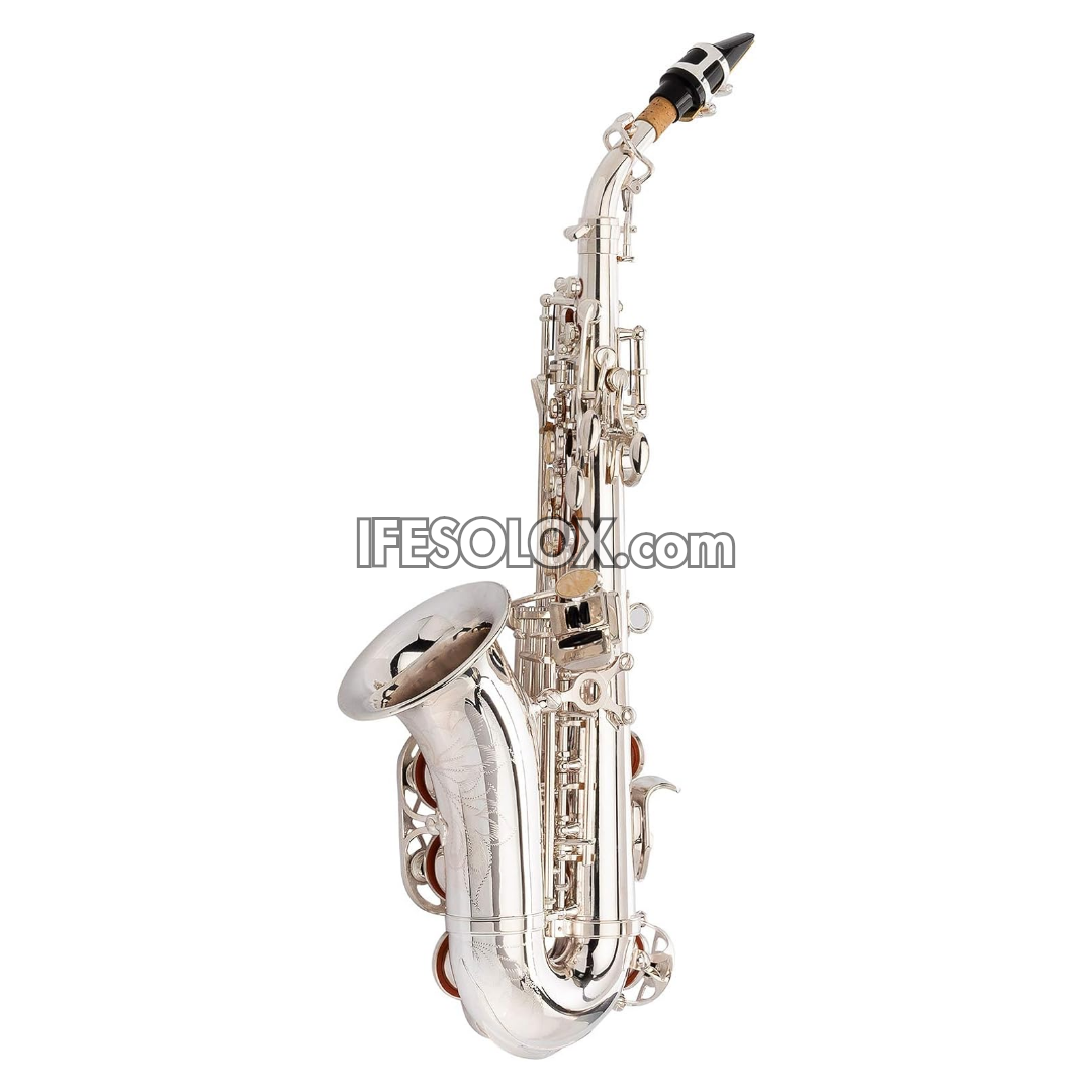 Silver Curved Soprano Saxophone for Beginners, Professionals and Concerts - Brand New