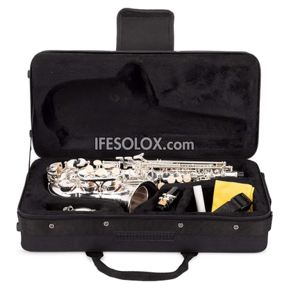 Silver Curved Soprano Saxophone for Beginners, Professionals and Concerts - Brand New