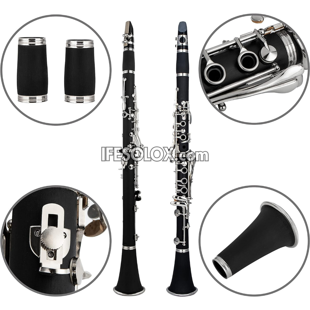 Black Silver Clarinet for Beginners, Professionals and Concerts - Brand New