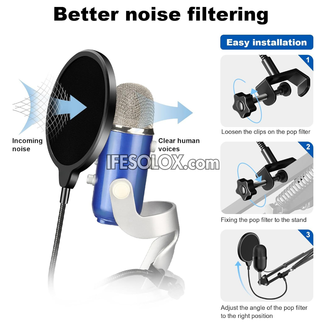 Pro Mask Mircophone Professional Microphone Pop Filter Mask Shield for Podcast and Studio ...