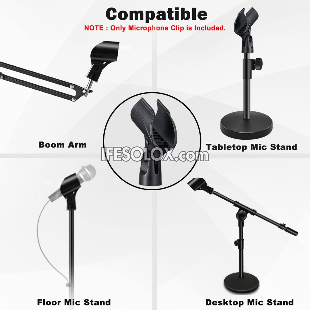 Universal Microphone Clip Holder with 5/8" Male to 3/8" Female Screw Adapter - Brand New
