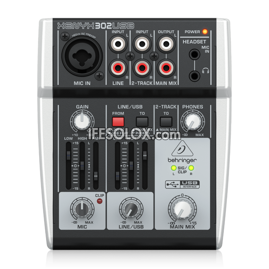 Behringer XENYX 302USB Premium 5-Input Mixer with XENYX Mic Preamps, USB Audio Interface - Brand New