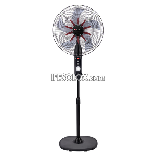 Binatone 18" Rechargeable Standing Solar Fan with 5 Fan Blades, Harmonious Night Light, Remote Control (RCFM-1875) - Brand New