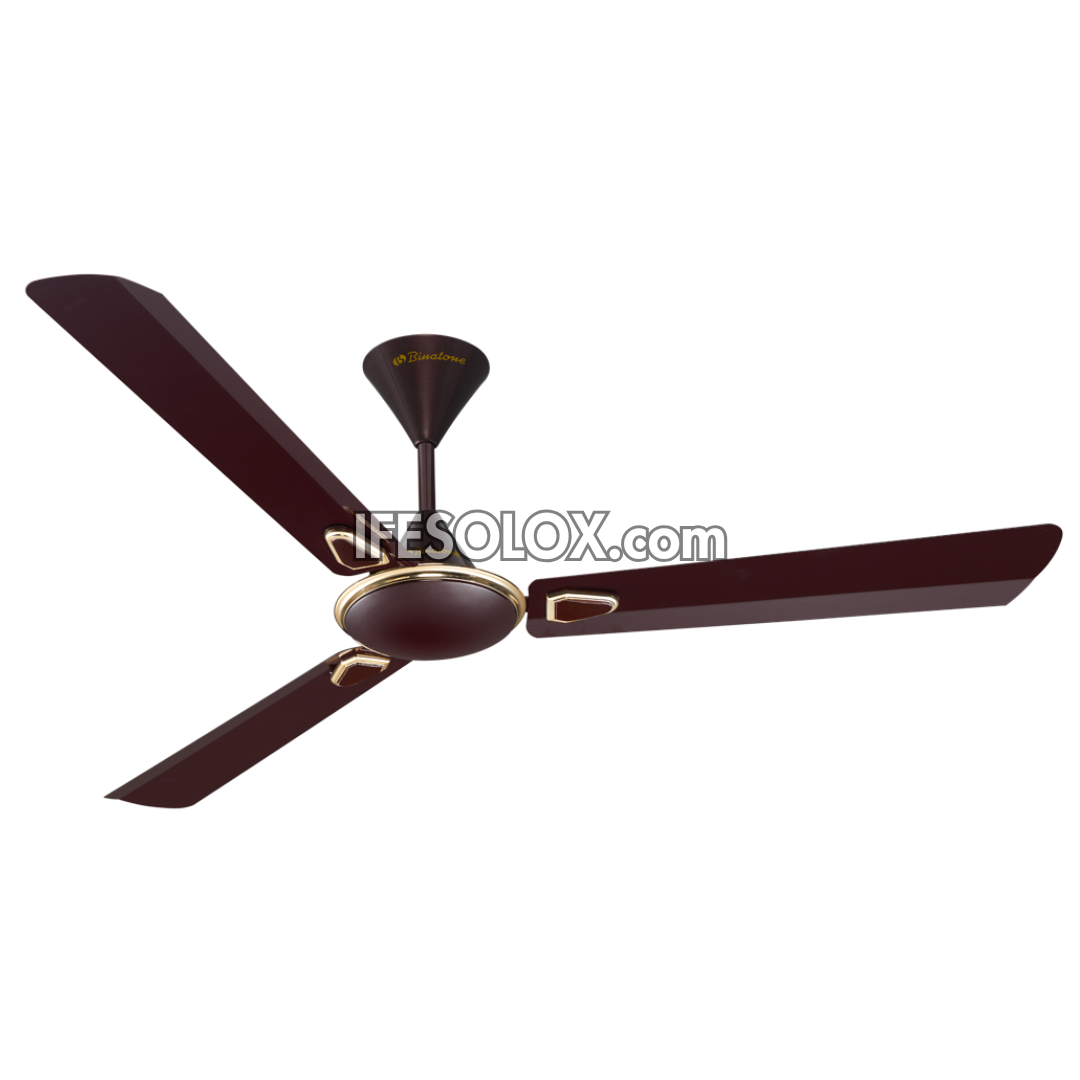 Binatone CF-5676 56" Designer Ceiling Fan with 5 Speed buttons, 3 Rust-free Aluminum Blades (Brown) - Brand New