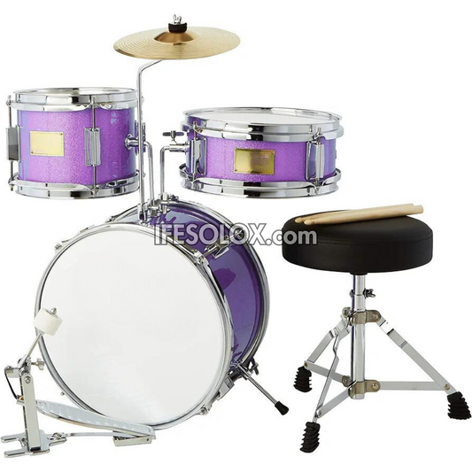 Premium 3-Piece Student Beginner Drum Kit for Children/Kids (Purple) - Brand New 
