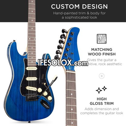 Classic 39" Navy-Blue 6-String 22-Flet Electric Lead Guitar with 3 Control Knob - Brand New