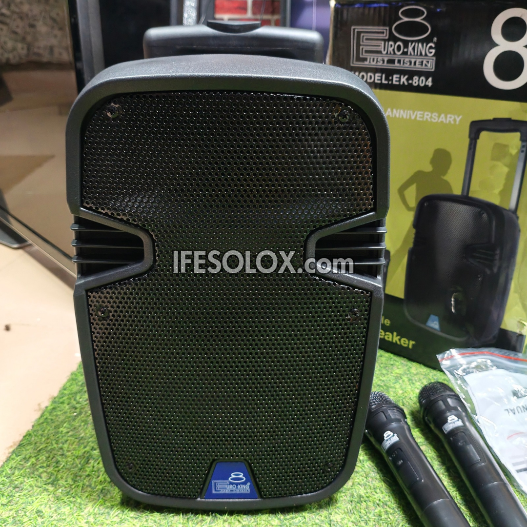 EuroKing EK-803 8-inch Professional PA Multimedia Loudspeaker System with Dual (2-way) Wireless Microphone - Brand New