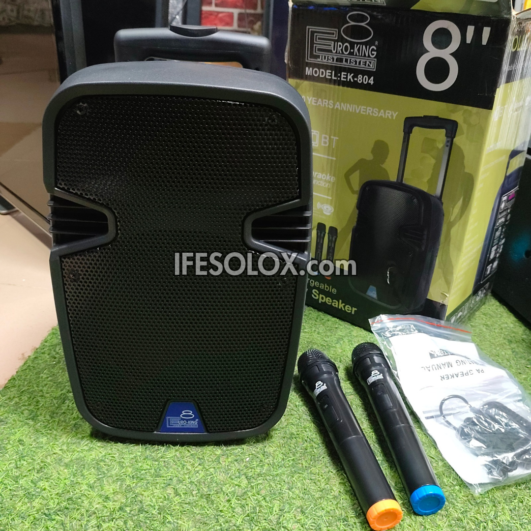 EuroKing EK-803 8-inch Professional PA Multimedia Loudspeaker System with Dual (2-way) Wireless Microphone - Brand New