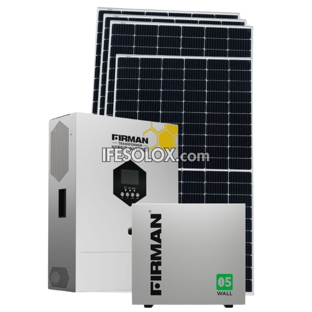 FIRMAN 3000W Hybrid Solar Power Combo with 3KW Hybrid Inverter, 5KWH Lithium Battery and 4pcs 380W Solar Panels - Brand New