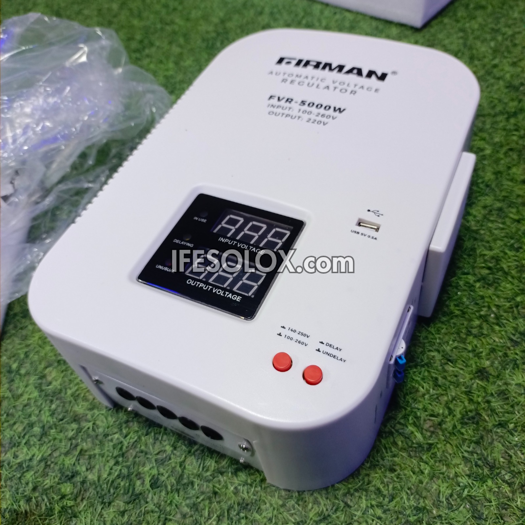 FIRMAN FVR-5000W 5000Watts Wall-Mounted Automatic Voltage Stabilizer with USB - Brand New