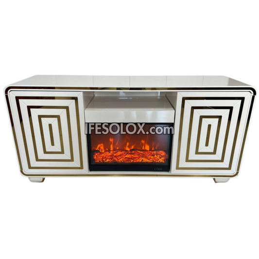 Premium FP001 Fireplace TV Stand with Square Outline and Drawers