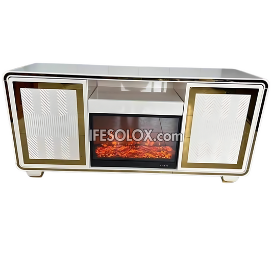 Premium FP002W Fireplace TV Stand with Square Outline and Drawers