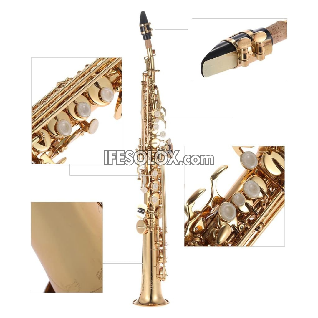 Golden Soprano Saxophone for Beginners, Professionals and Concerts - Brand New