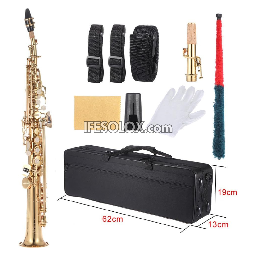 Golden Soprano Saxophone for Beginners, Professionals and Concerts - Brand New