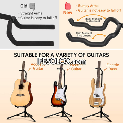 SLX Universal Guitar Stand with Neck Holder for Acoustic, Bass and Electric Guitars - Brand New