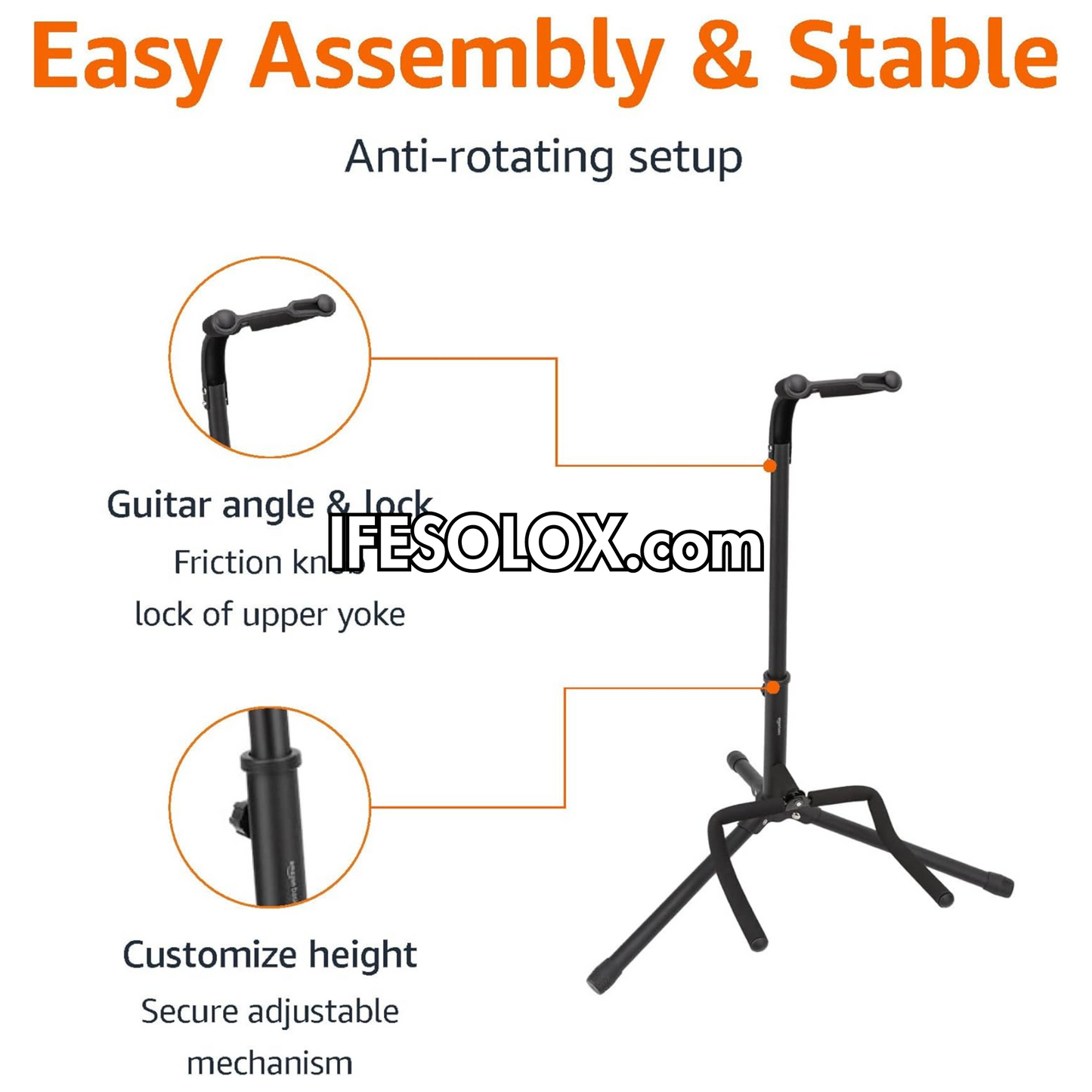 SLX Multi-Guitar Stand with Neck Holder for Acoustic, Bass and Electric Guitars - Brand New