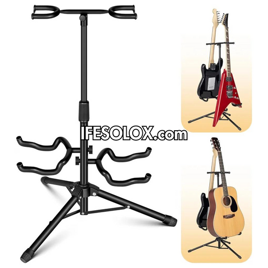 SLX Universal 2-Way Guitar Stand + Neck Holder for Acoustic, Bass and Electric Guitars - Brand New
