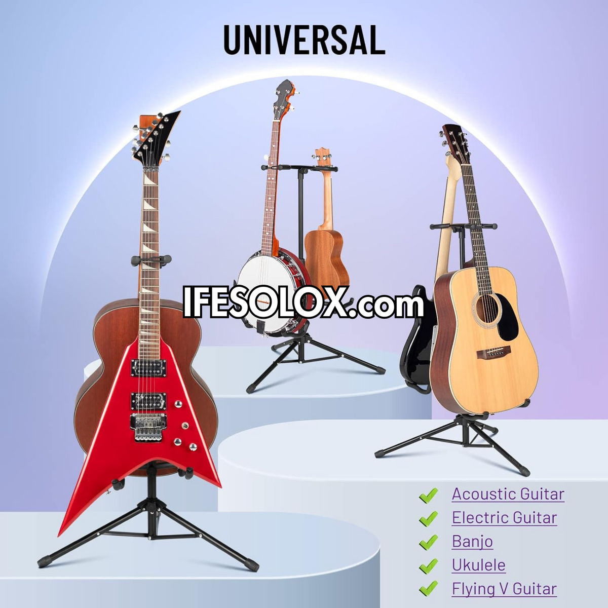 Support Guitare Multifonction 5 Positions - Porte Guitares Classique Et Électrique Stable