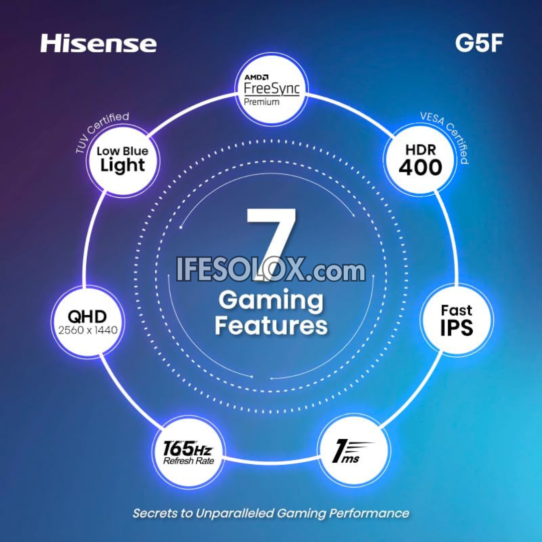 Hisense 27 inch G5F-SE QHD 2K Gaming Monitor with 165Hz Refresh Rate, AMD FreeSync Premium - Brand New